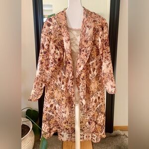BCBGENERATION Long Sheer Floral Browns Kimono